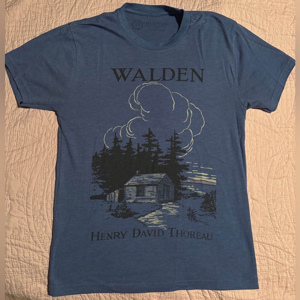 WALDEN Blue Crew Neck T-Shirt EXTRA SMALL Out Of Print